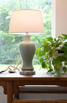 sage celadon cordless ceramic full sized lamp by modern lantern