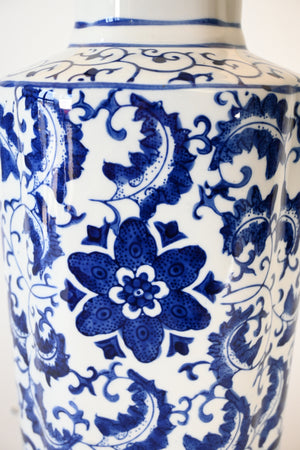 elaine cordless lamp detail pattern blue and white ceramic