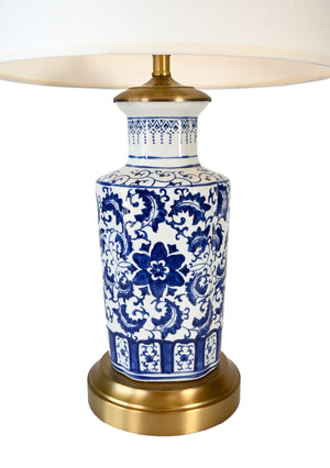 blue and white chinoiserie battery operated lamp