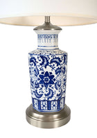 blue and white chinoiserie battery operated lamp