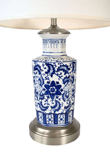 blue and white chinoiserie battery operated lamp