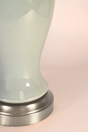 elijah cordless lamp celadon glaze on nickel detail