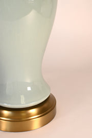 celadon on brass cordless lamp base detail