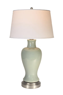 elijah cordless ceramic lamp celadon glaze on nickel made in usa by modern lantern