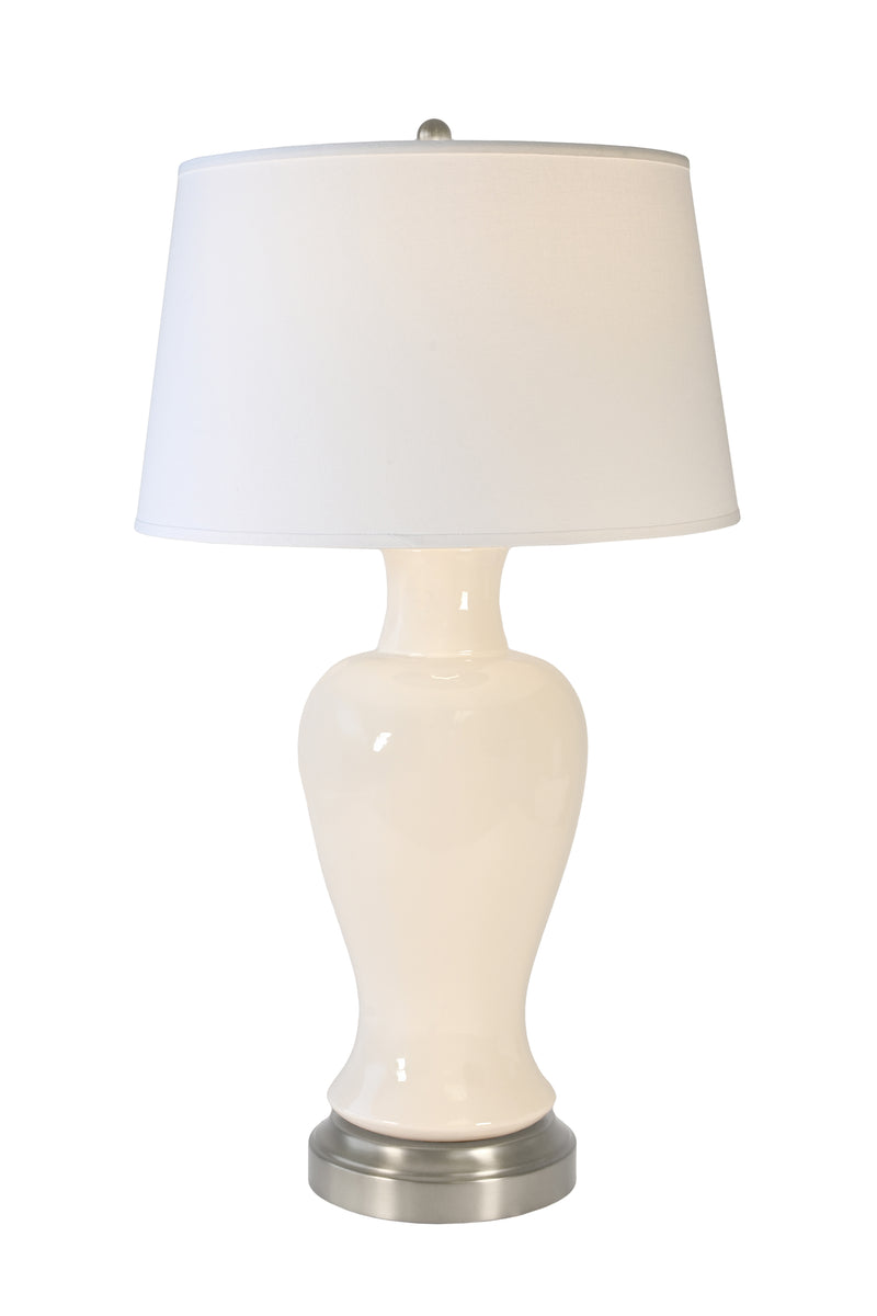 Elijah cordless table lamp ivory on nickel by modern lantern