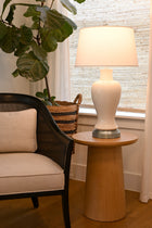 full sized ceramic lamp ivory on nickel by modern lantern usa