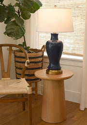navy ceramic rechargeable battery operated lamp