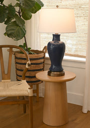 blue battery operated ceramic designer table lamp