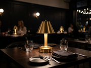 mini brass cordless lara lamp by modern lantern perfect for ambient lighting and fine dining establishments