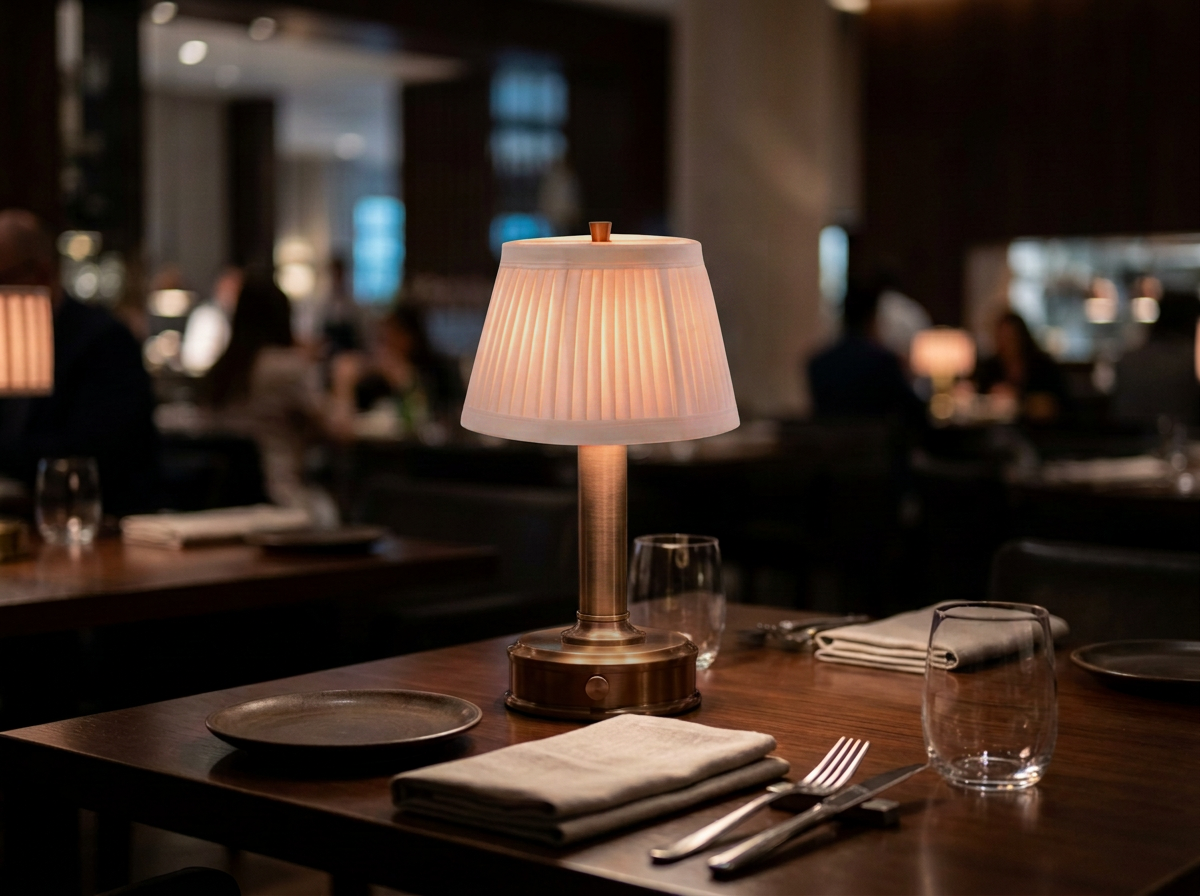 lily dark brass cordless mini lamp for hospitality restaurant design