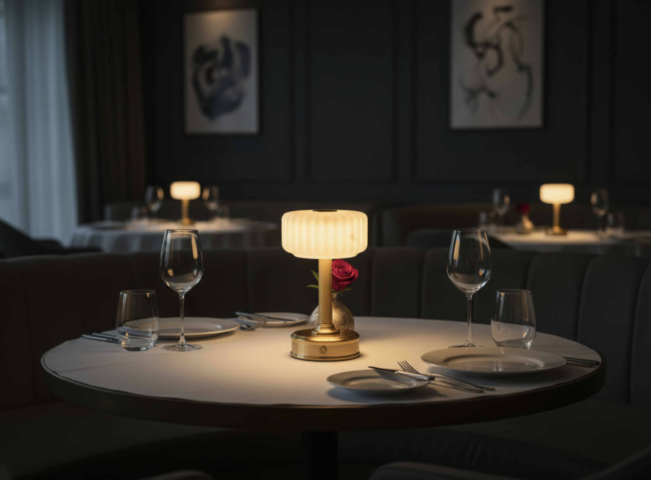 cordless battery operated milo brass mini lamp restaurants