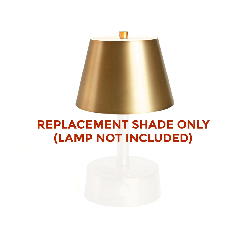 Mini metal shade for modern lantern, replacement shade only, gold finish, lamp not included.