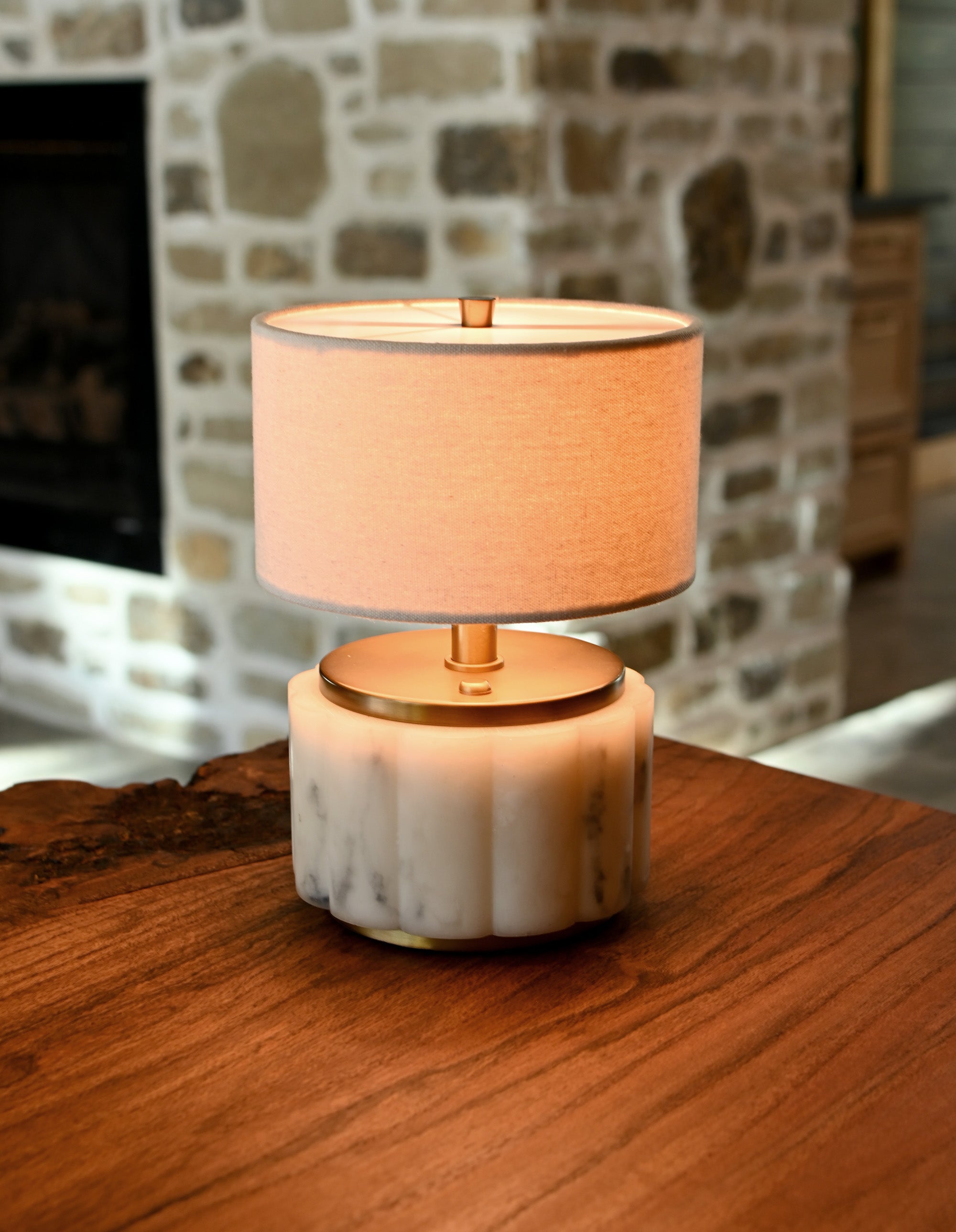 Nora battery operated mini lamp brass alabaster