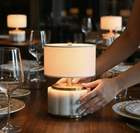 Nora brass white marble cordless lamp hospitality restaurant lighting