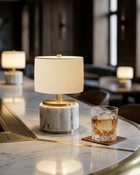 Nora bartop rechargeable mini lamp marble linen