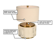 nora linen cordless mini lamp info graphic