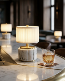 Nora white marble brass cordless lamp by modern lantern bar top light