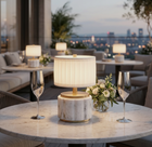 Nora white marble brass cordless battery lamp dining alfresco patio restaurant
