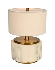 Cordless Table lamp with marble base and brass accents for restaurant dining light