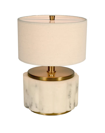 Cordless Table lamp with marble base and brass accents for restaurant dining light