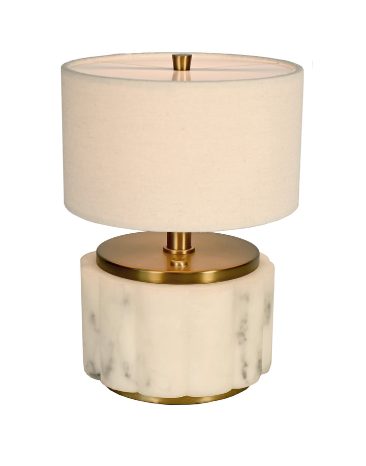Cordless Table lamp with marble base and brass accents for restaurant dining light