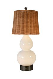norma cordless mini lamp with rattan lampshade