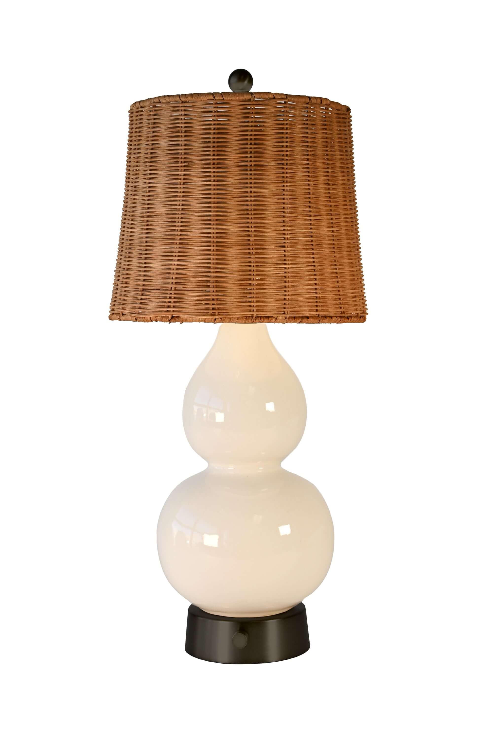norma cordless mini lamp with rattan lampshade