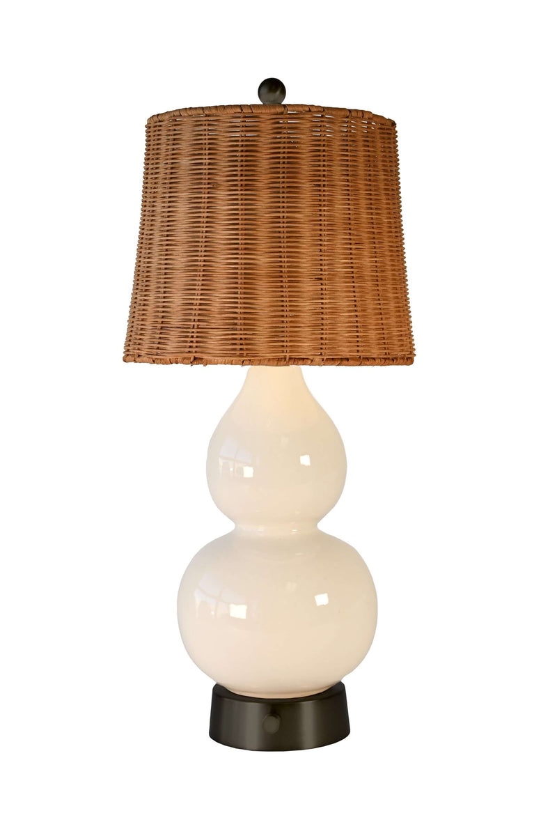 norma cordless mini lamp with rattan lampshade