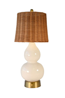 norma jean cordless mini lamp with a rattan shade by modern lantern