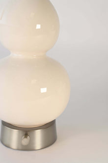 norma ivory ceramic cordless lamp detail on brushed nickel base