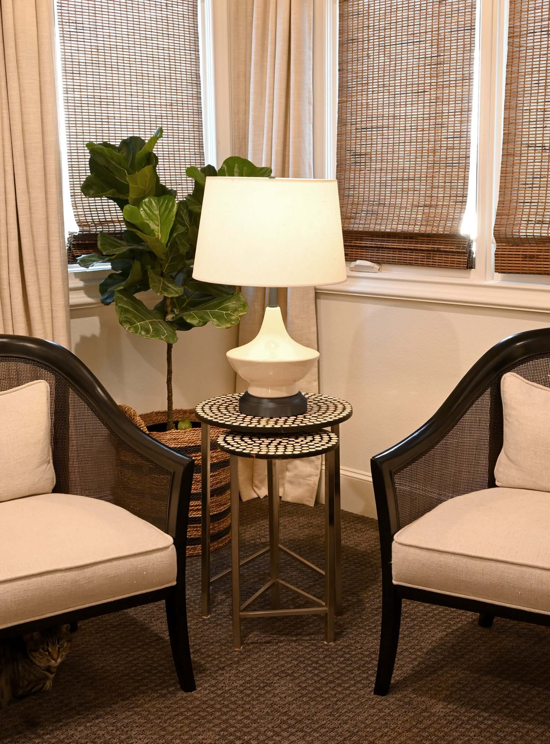 oliver ivory on black mid century cordless designer lamp