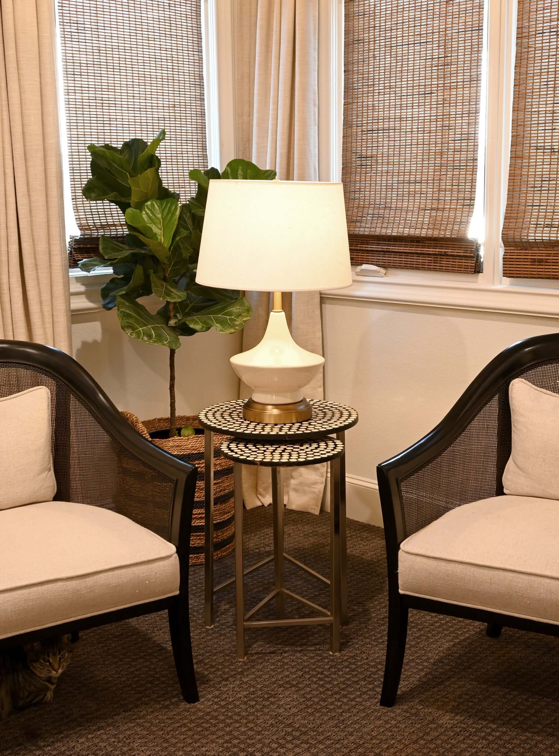 oliver mid century ivory ceramic brass cordless lamp