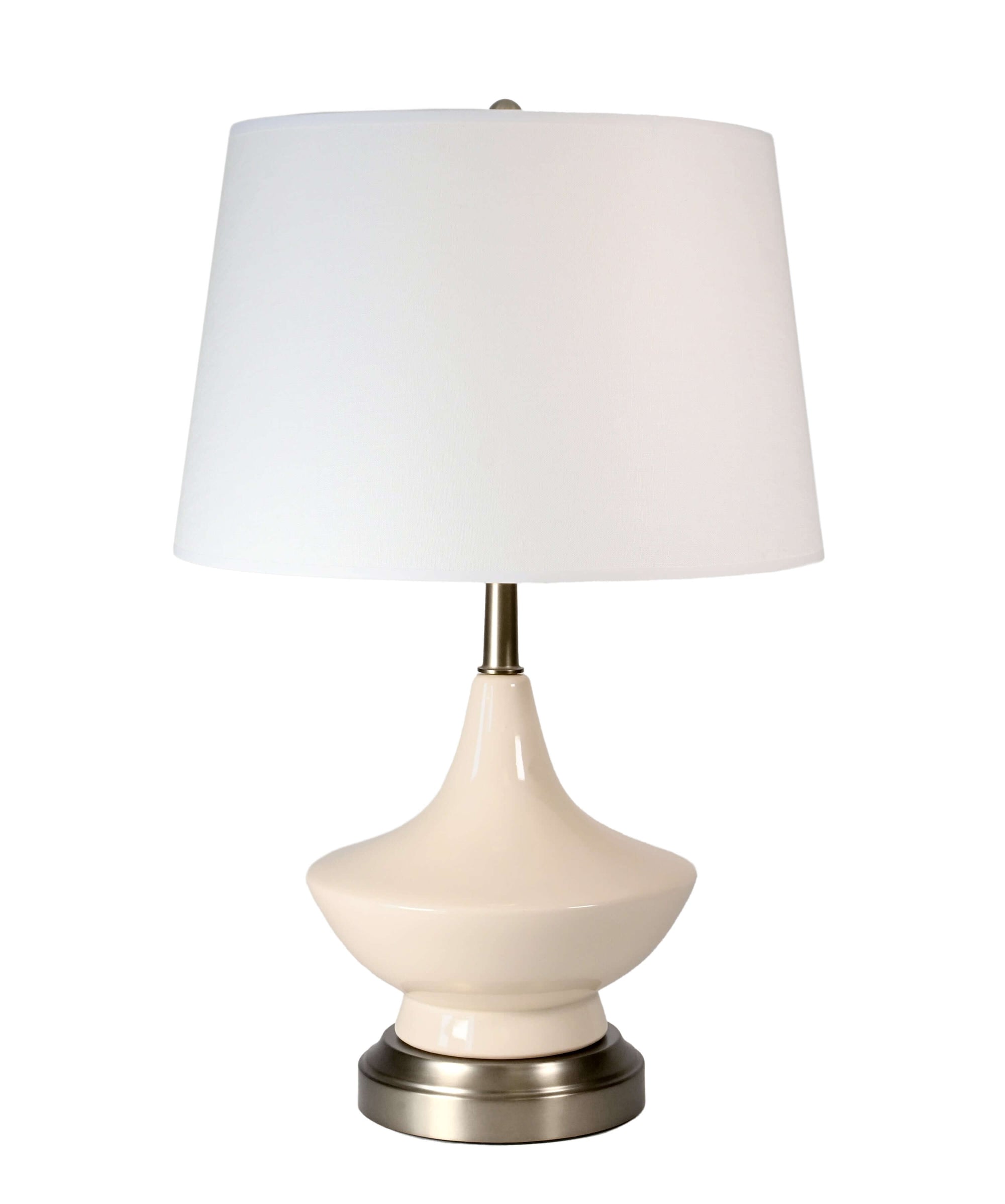 Oliver ivory on nickel cordless modern mid century lamp