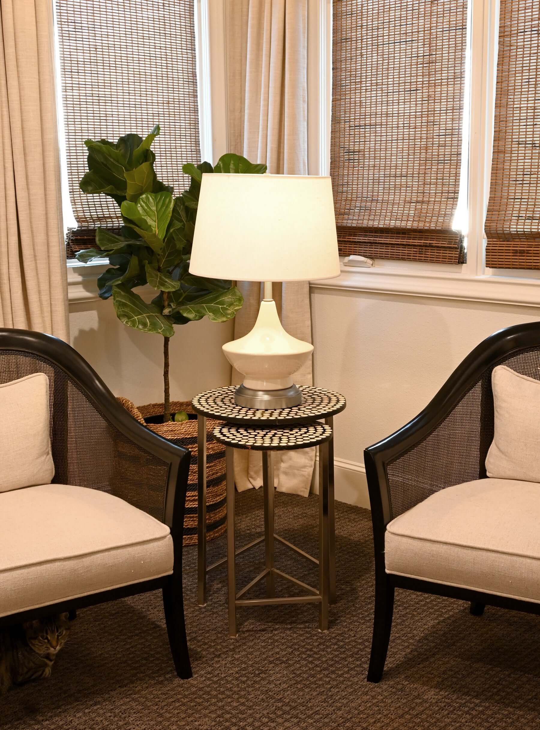 oliver ivory on nickel mid century cordless lamp
