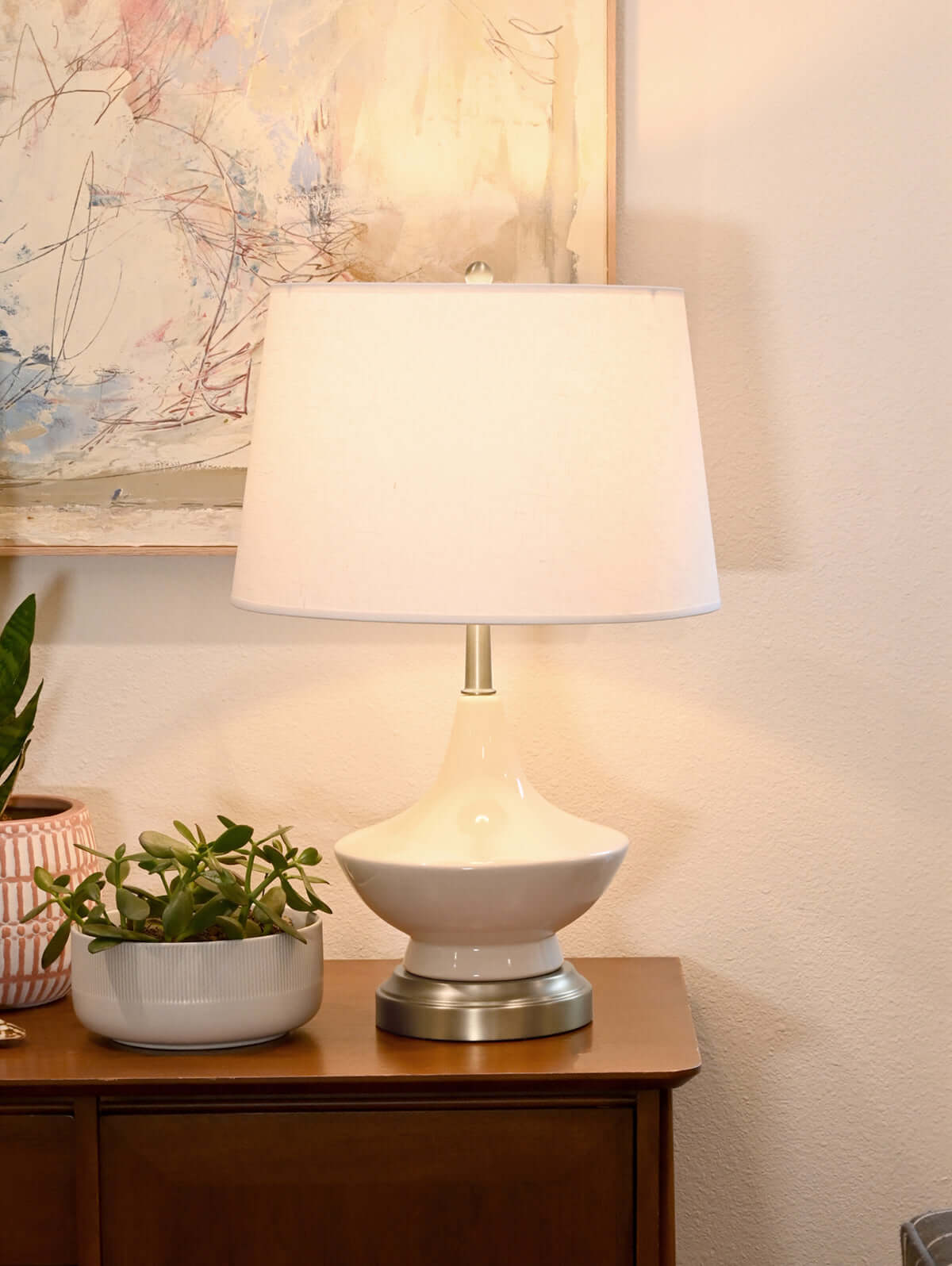 Oliver Ivory on Nickel Cordless Lamp - Made in the USA