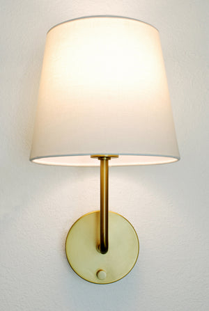 Cordless battery operated wall lamp brass