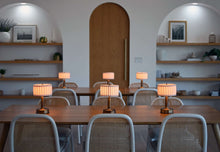 tito cordless mini table lamps with pleated drum shade hospitality lighting