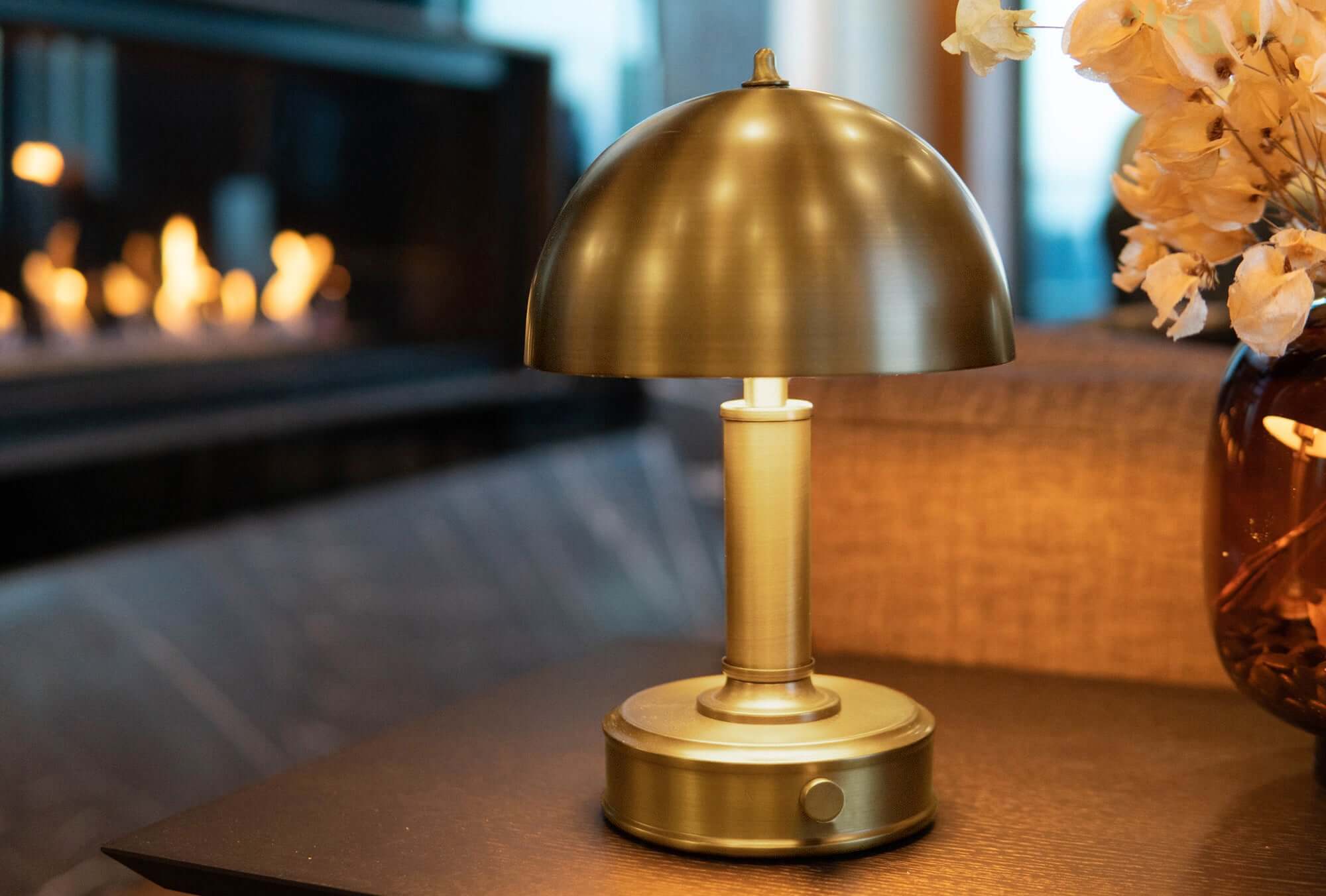 Cordless Mini Tito Lamp - Antique Brass Pleated Shade