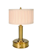 Tito mini cordless lamp in brass with pleated shade