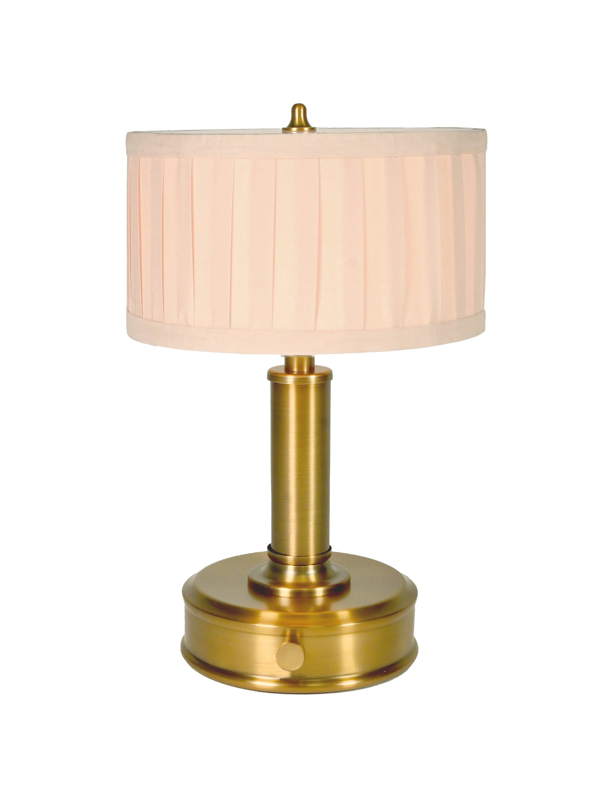 Tito mini cordless lamp in brass with pleated shade
