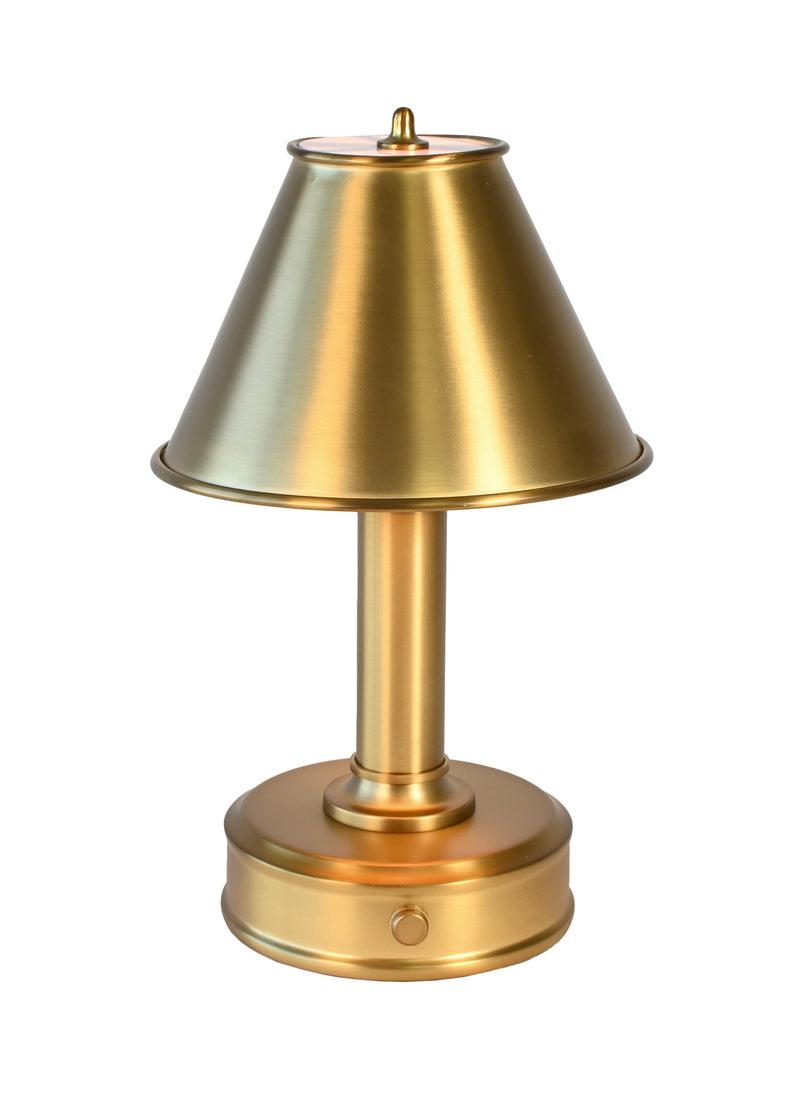 Tito Antique Brass cordless mini lamp with tapered metal shade