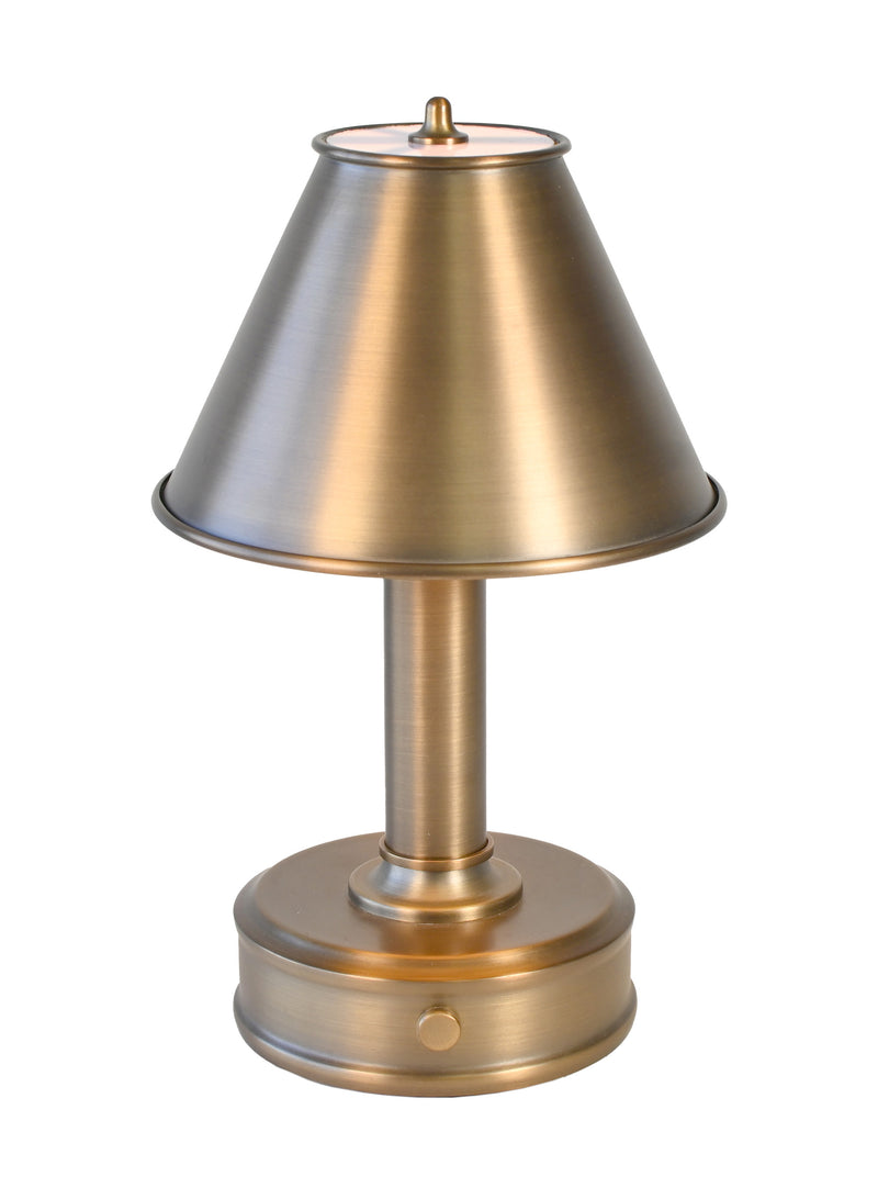 Tito Vintage Brass mini cordless lamp with tapered metal lamp shade
