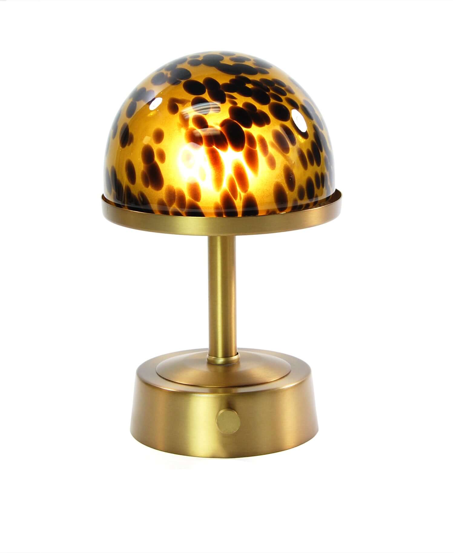 Mini Tortoise Glass Cordless Lamp - Antique Brass
