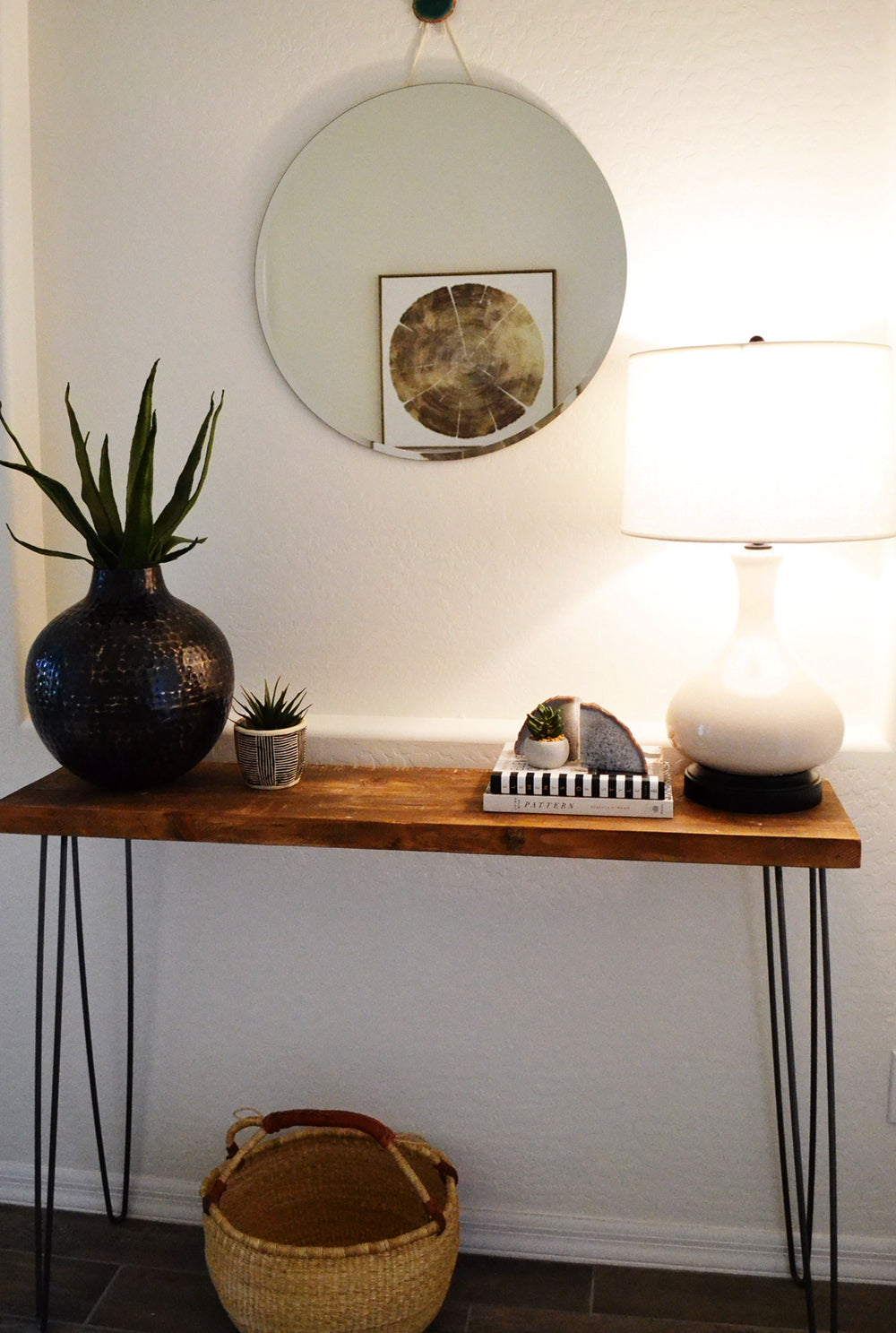 bartlett ivory on black battery operated table lamp