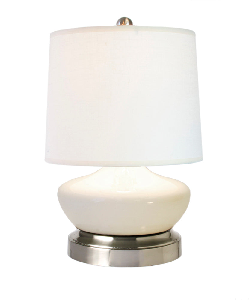 Bella Ivory Nickel Mini Cordless Lamp - Made in the USA, cordless battery operated lamp