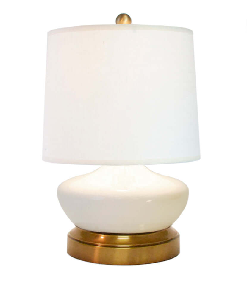 Bella Ivory Brass Small Cordless Lamp - Made in the USA