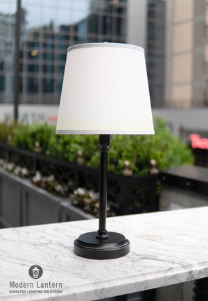 capri bronze outdoor cordless table lamp for restaurants hospitality use