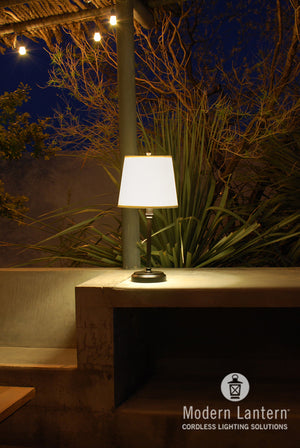 capri bronze battery operated lamp for outdoor use