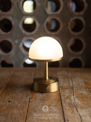 Modern Lantern Mini Metal Cordless Lamp on Antique Brass – LoftModern