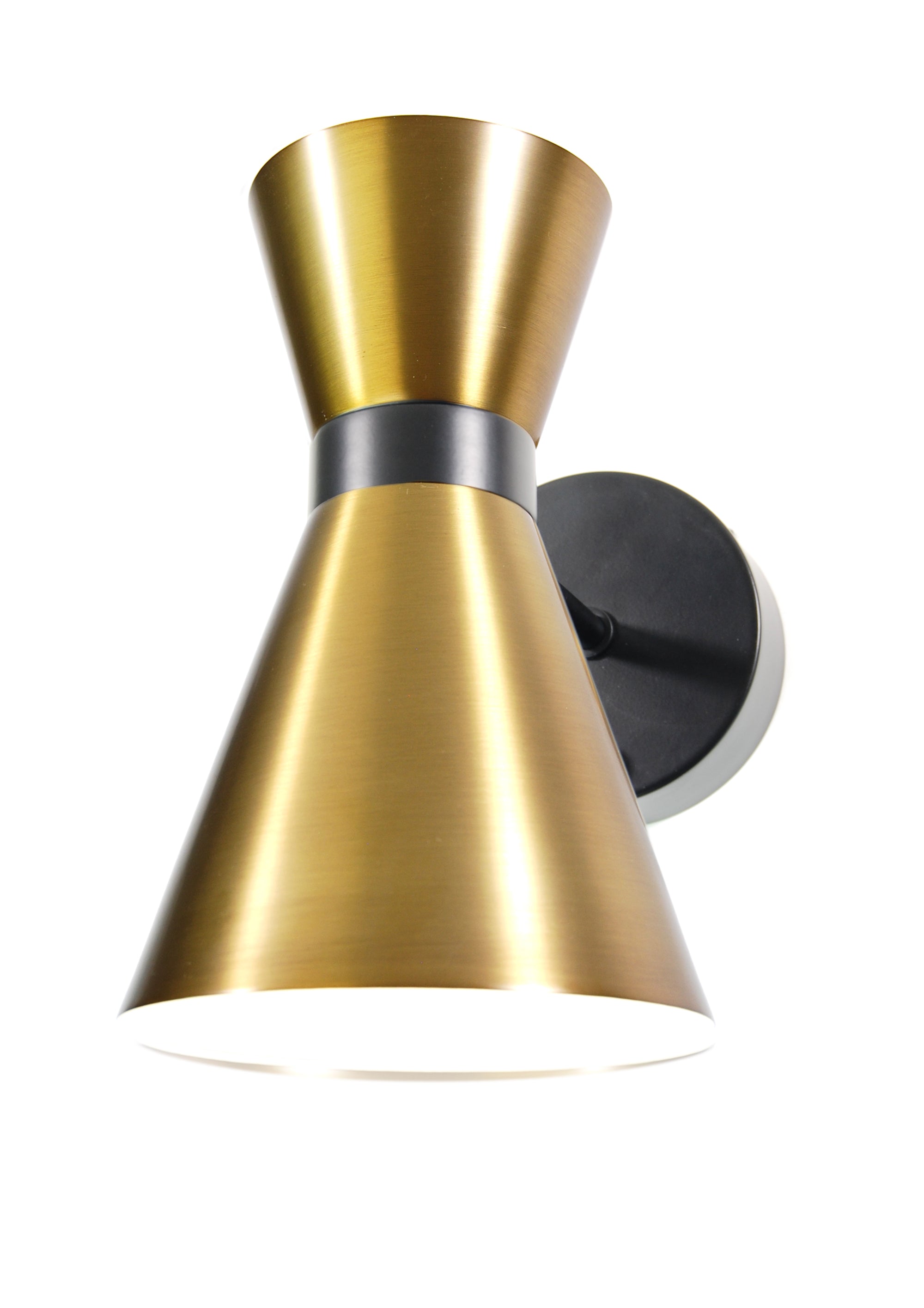 emerson black with brass shade cordless wall sconce by modern lantern